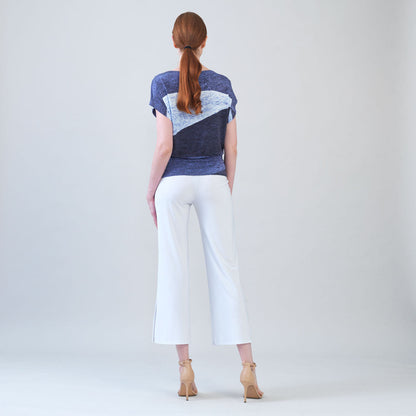 Silky Pleat Knit - Dolman Short Sleeve Top - Lunar Stripe - Final Sale | Clara Sunwoo