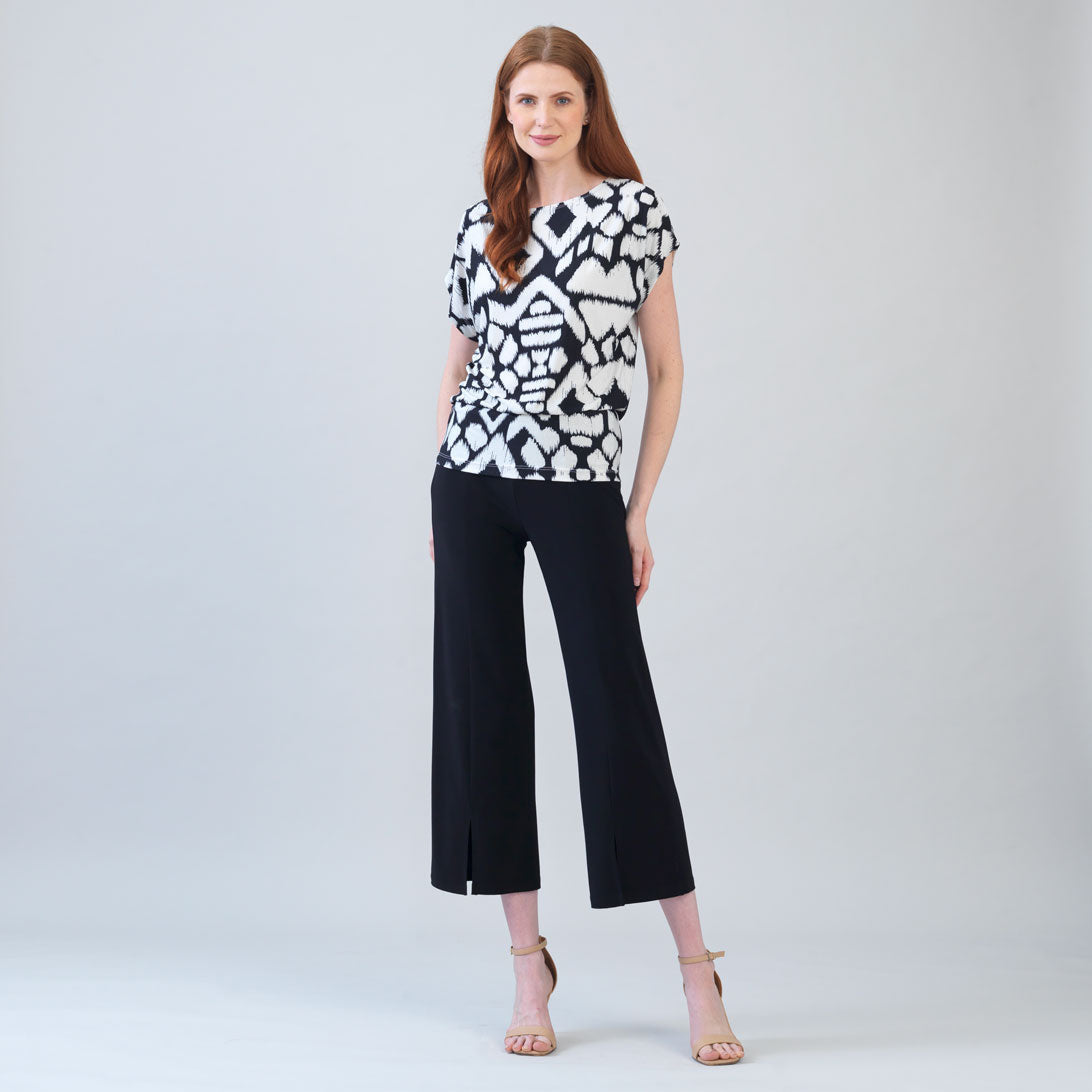 Crinkle Pleat Knit - Dolman Short Sleeve Top - Aztec - Final Sale | Clara Sunwoo