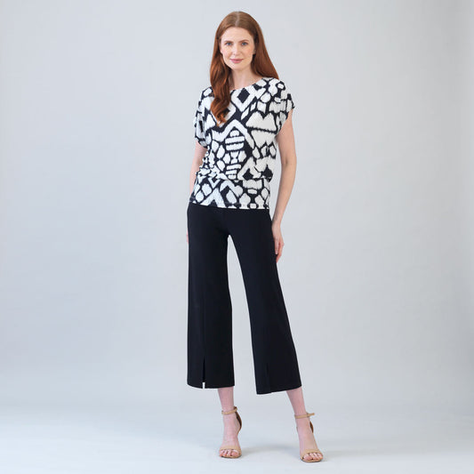 Crinkle Pleat Knit - Dolman Short Sleeve Top - Aztec - Final Sale | Clara Sunwoo