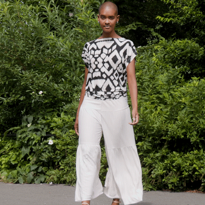 Crinkle Pleat Knit - Dolman Short Sleeve Top - Aztec - Final Sale | Clara Sunwoo
