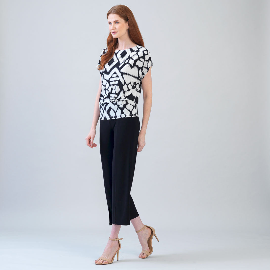 Crinkle Pleat Knit - Dolman Short Sleeve Top - Aztec - Final Sale | Clara Sunwoo