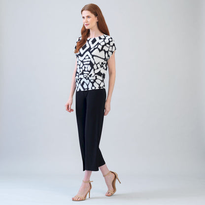 Crinkle Pleat Knit - Dolman Short Sleeve Top - Aztec - Final Sale | Clara Sunwoo