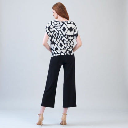 Crinkle Pleat Knit - Dolman Short Sleeve Top - Aztec - Final Sale | Clara Sunwoo