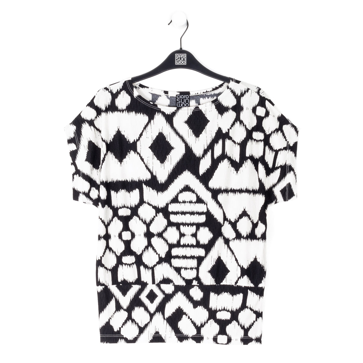 Crinkle Pleat Knit - Dolman Short Sleeve Top - Aztec - Final Sale | Clara Sunwoo