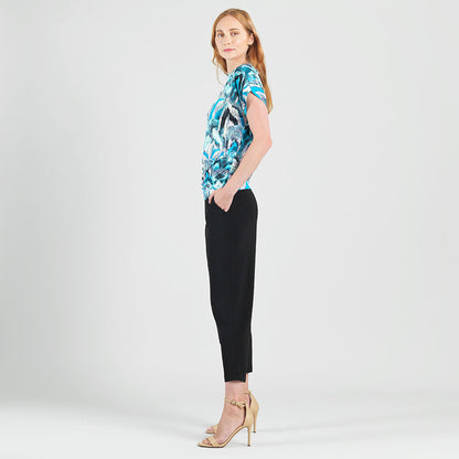 Side Ruched Boat Neck Top - Abstract Prism - Final Sale! | Clara Sunwoo