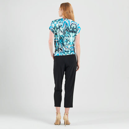 Side Ruched Boat Neck Top - Abstract Prism - Final Sale! | Clara Sunwoo