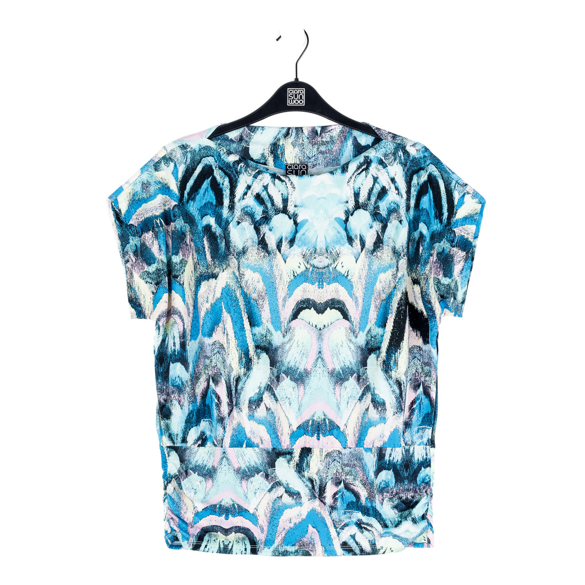 Side Ruched Boat Neck Top - Abstract Prism - Final Sale! | Clara Sunwoo