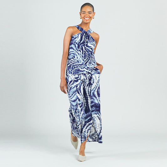 Crepe Knit - Grecian Halter Top - Swirl Wave - Final Sale! | Clara Sunwoo