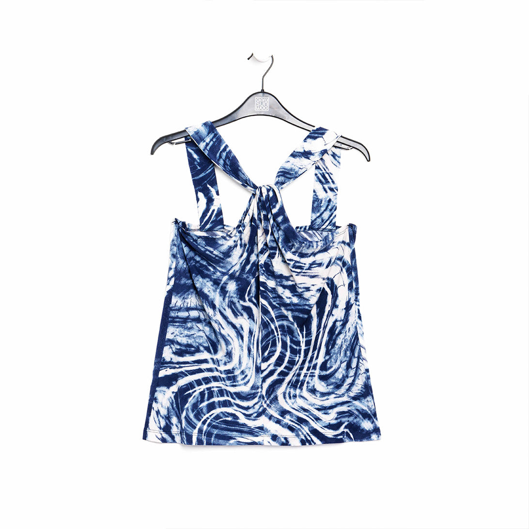 Crepe Knit - Grecian Halter Top - Swirl Wave - Final Sale! | Clara Sunwoo