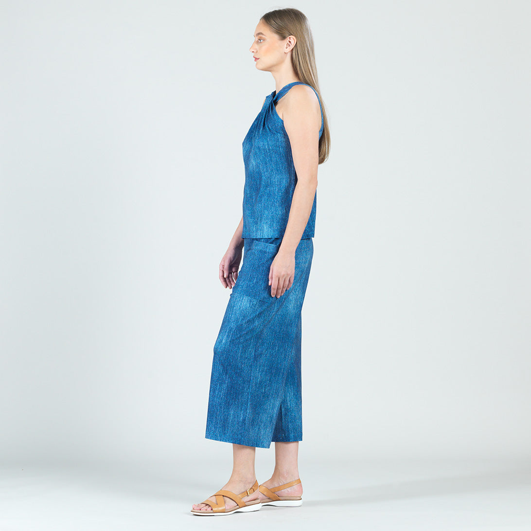 Grecian Halter Top - Denim Print - Final Sale | Clara Sunwoo