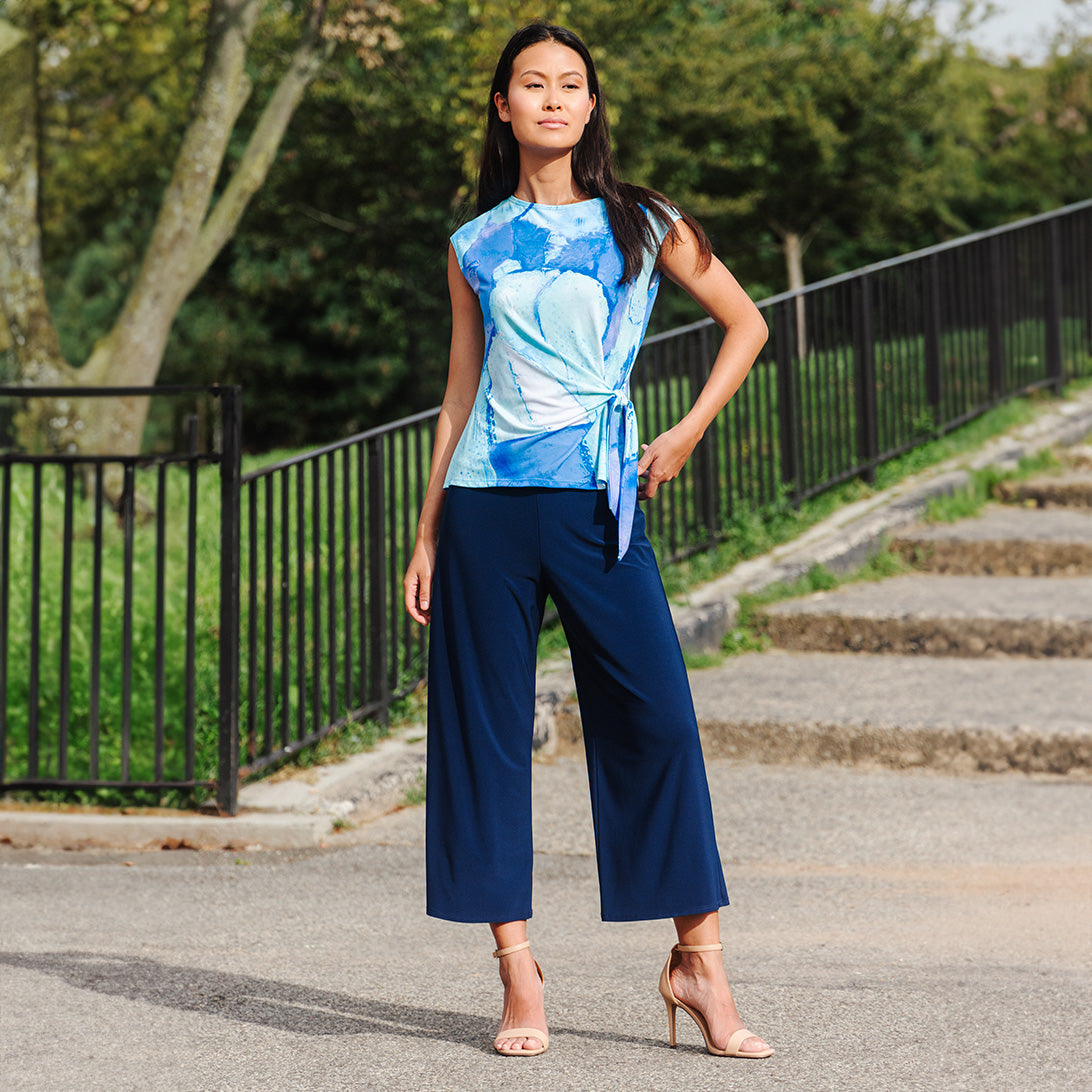 Cap Sleeve Side Tie Top - Water Splash - Final Sale | Clara Sunwoo