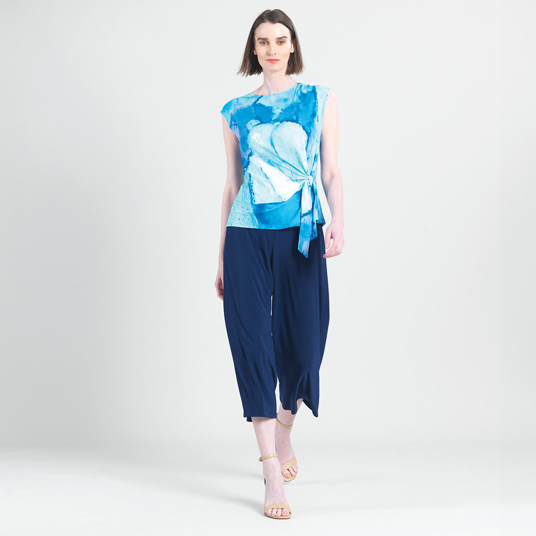 Cap Sleeve Side Tie Top - Water Splash - Final Sale | Clara Sunwoo