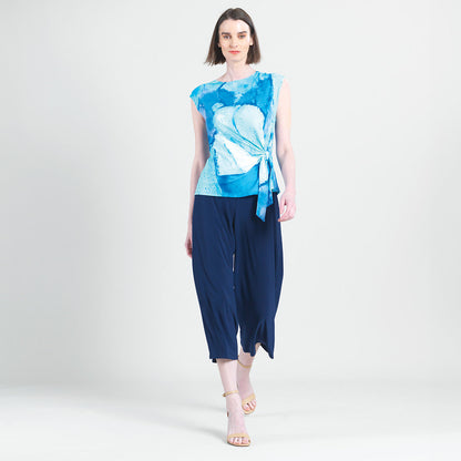 Cap Sleeve Side Tie Top - Water Splash - Final Sale | Clara Sunwoo