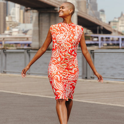 Butter Knit - Side Slit Midi Dress - Paisley Lotus - Final Sale! | Clara Sunwoo