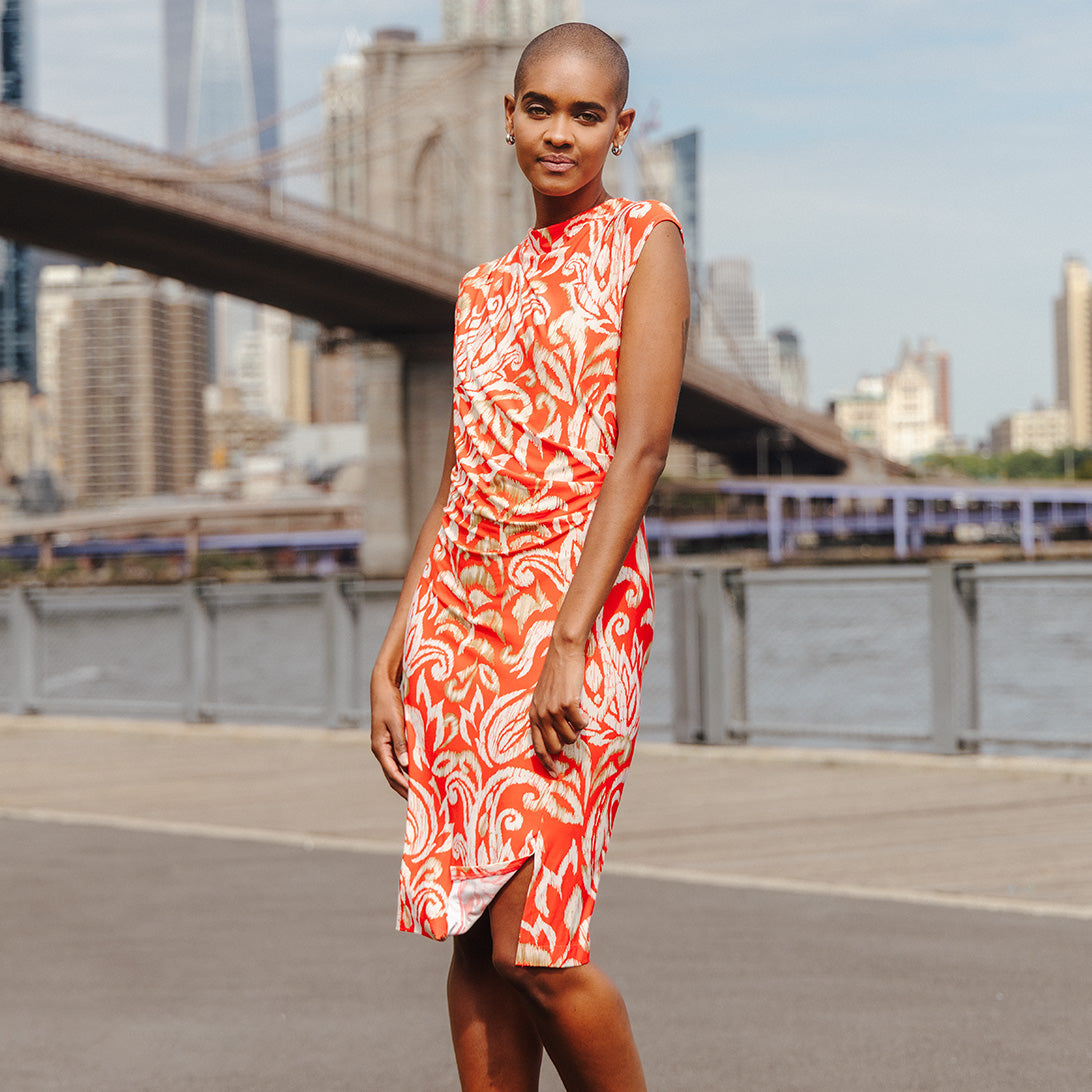 Butter Knit - Side Slit Midi Dress - Paisley Lotus - Final Sale! | Clara Sunwoo