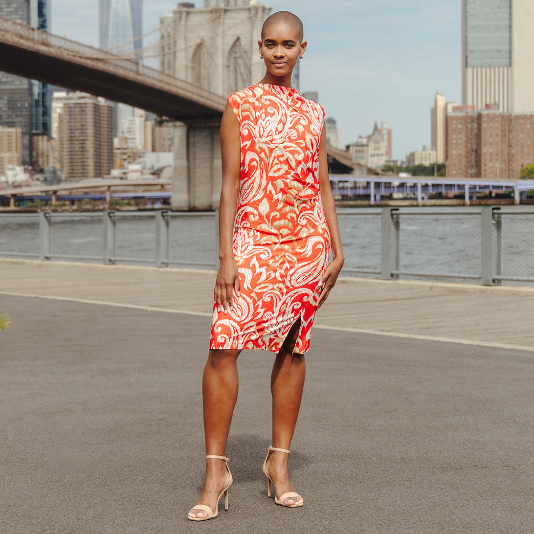 Butter Knit - Side Slit Midi Dress - Paisley Lotus - Final Sale! | Clara Sunwoo