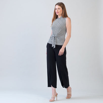 Butter Knit - Sleeveless Center Front Tie Top - Greek Key - Final Sale! | Clara Sunwoo
