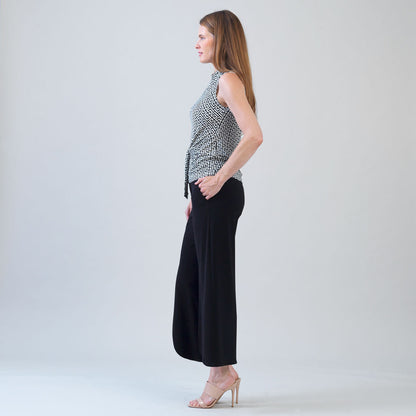 Butter Knit - Sleeveless Center Front Tie Top - Greek Key - Final Sale! | Clara Sunwoo