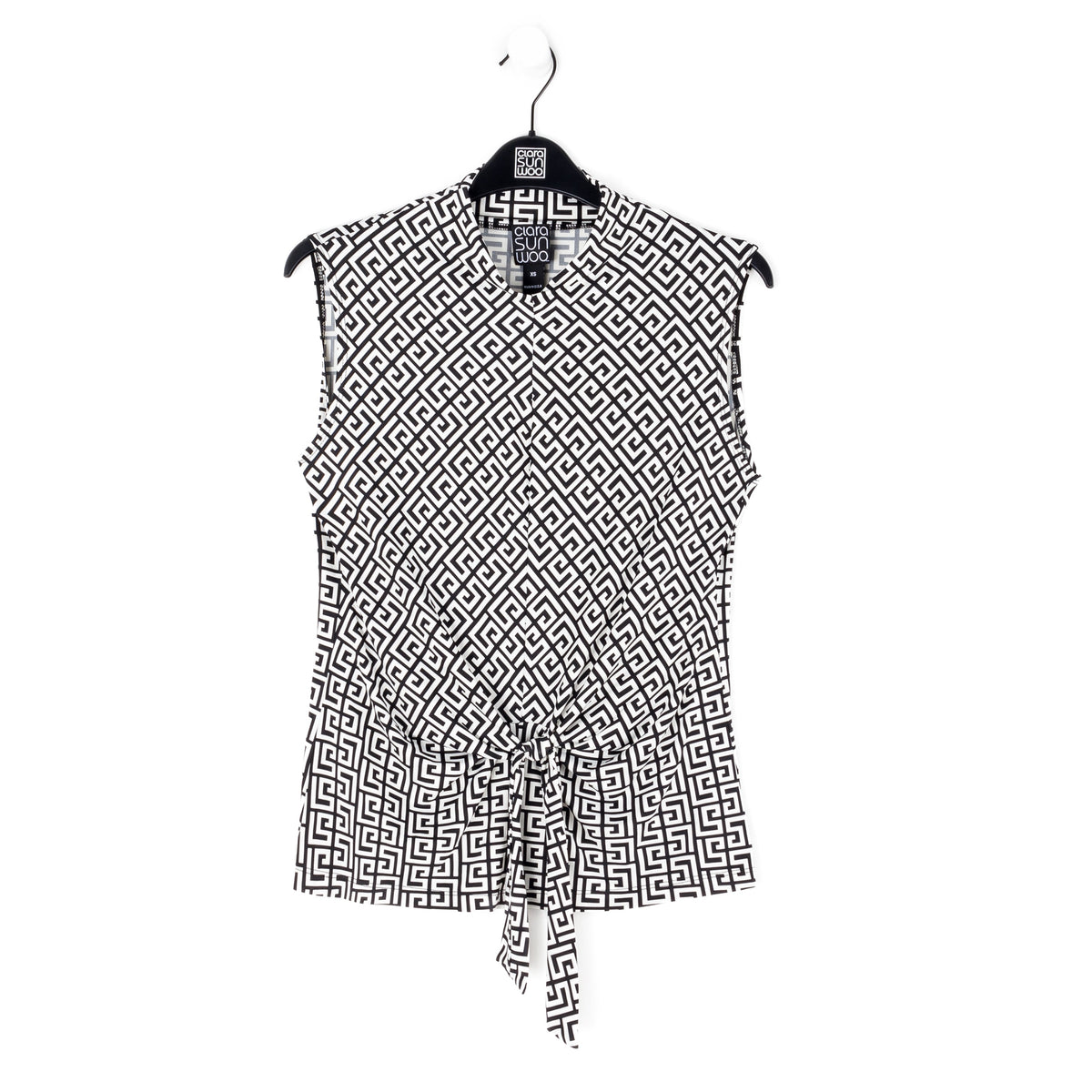 Butter Knit - Sleeveless Center Front Tie Top - Greek Key - Final Sale! | Clara Sunwoo