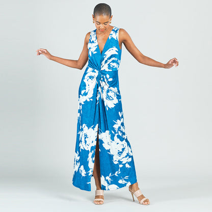 Crushed Silk Knit - Center Slit Maxi Dress - Dreamy Floral - Final Sale! | Clara Sunwoo