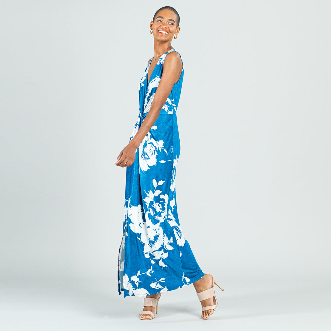 Crushed Silk Knit - Center Slit Maxi Dress - Dreamy Floral - Final Sale! | Clara Sunwoo