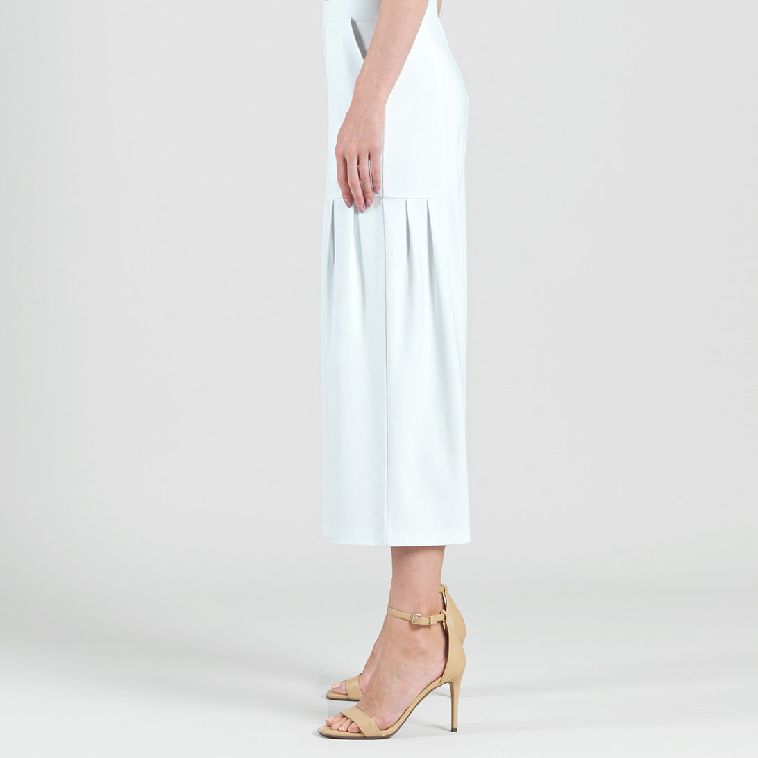 Rayon-Ponte Knit - Pleated Gaucho Pocket Pant - White - Final Sale | Clara Sunwoo
