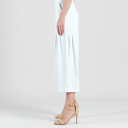 Rayon-Ponte Knit - Pleated Gaucho Pocket Pant - White - Final Sale | Clara Sunwoo