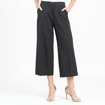 Woven Twill - Zip Closure Front Pocket Cropped Trouser - Black - Final Sale! | Clara Sunwoo