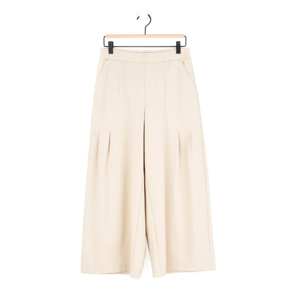 Rayon-Ponte Knit - Pleated Gaucho Pocket Pant - Khaki - Final Sale | Clara Sunwoo