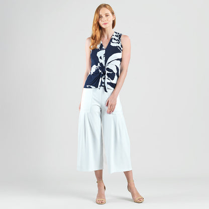 Sleeveless V-Neck Center Front Tie Top - Abstract Branch - Final Sale | Clara Sunwoo
