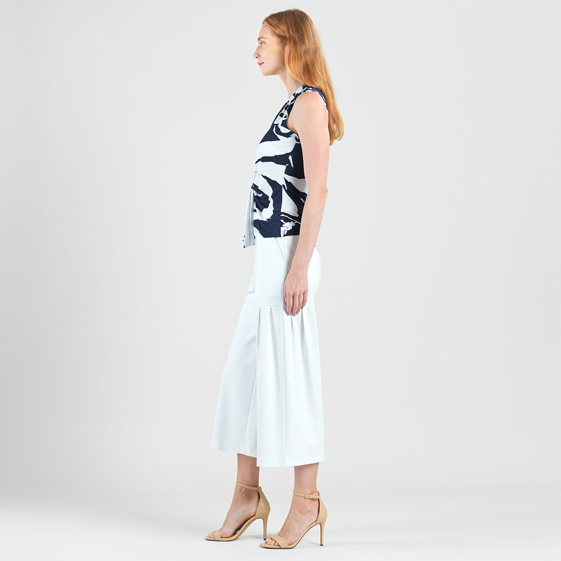Sleeveless V-Neck Center Front Tie Top - Abstract Branch - Final Sale | Clara Sunwoo
