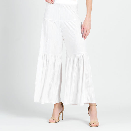 Soft Pleat Knit - Tiered Skirt-Pant - Ivory - Final Sale! | Clara Sunwoo