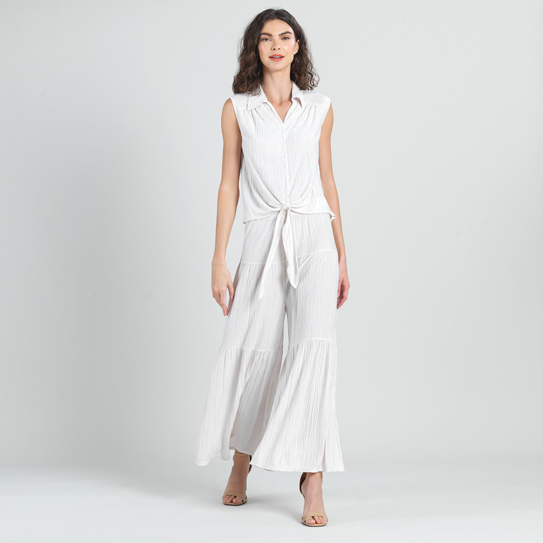 Soft Pleat Knit - Tiered Skirt-Pant - Ivory - Final Sale! | Clara Sunwoo