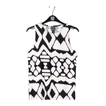 Crinkle Pleat Knit - Modern Jewel Neck Tank - Aztec - Final Sale! | Clara Sunwoo