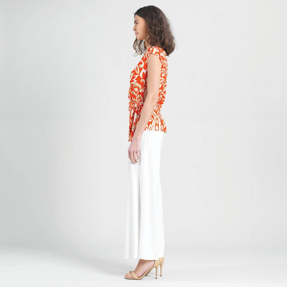 Butter Knit - Cap Sleeve Side Tie Top - Paisley Lotus Coral - Final Sale | Clara Sunwoo