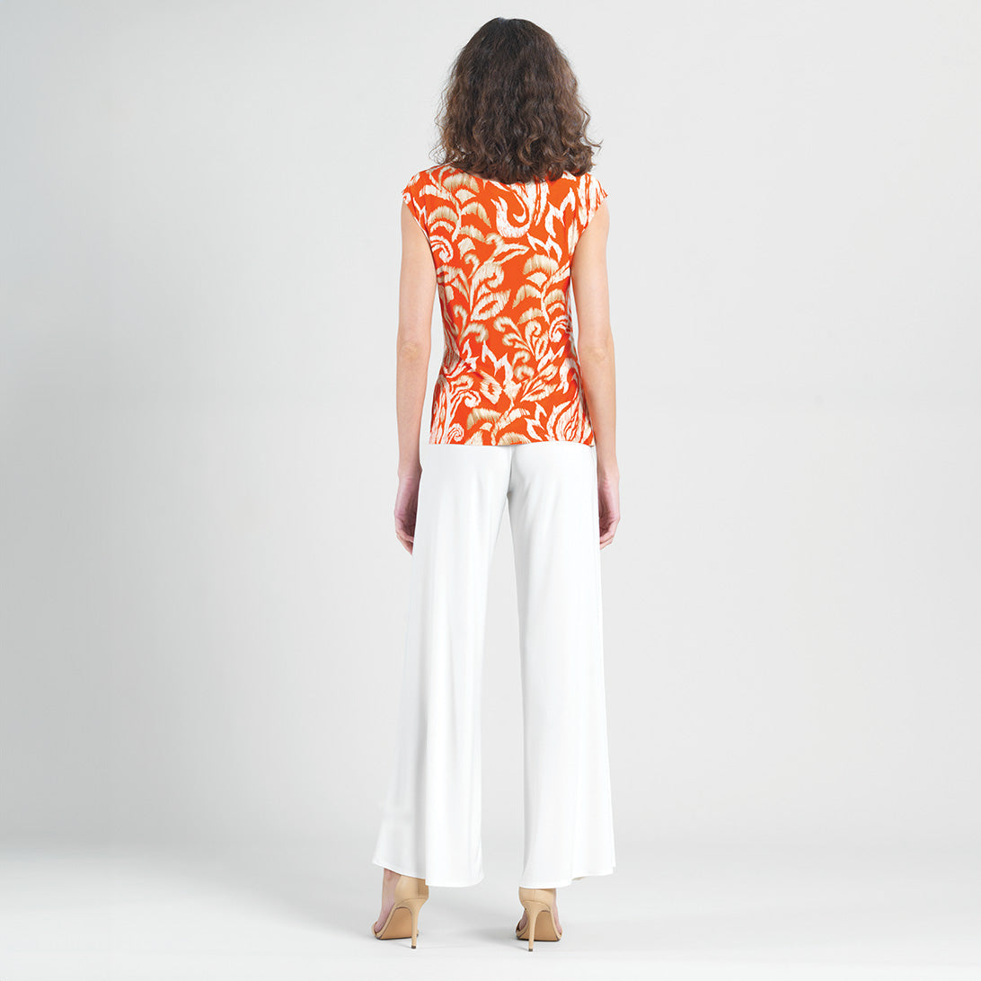 Butter Knit - Cap Sleeve Side Tie Top - Paisley Lotus Coral - Final Sale | Clara Sunwoo
