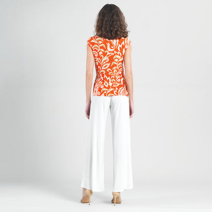 Butter Knit - Cap Sleeve Side Tie Top - Paisley Lotus Coral - Final Sale | Clara Sunwoo