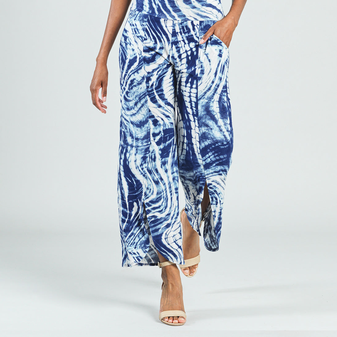 Crepe Knit - Front Slit Ankle Petal Pant - Swirl Wave - Final Sale! | Clara Sunwoo