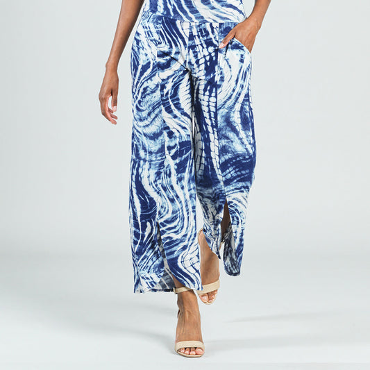 Crepe Knit - Front Slit Ankle Petal Pant - Swirl Wave - Final Sale! | Clara Sunwoo