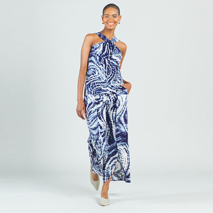Crepe Knit - Front Slit Ankle Petal Pant - Swirl Wave - Final Sale! | Clara Sunwoo