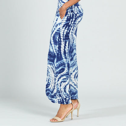 Crepe Knit - Front Slit Ankle Petal Pant - Swirl Wave - Final Sale! | Clara Sunwoo