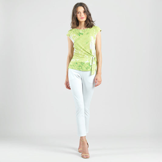 Slant Sleeve Side Tie Top - Floral Citrus - Final Sale | Clara Sunwoo