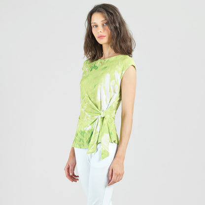 Slant Sleeve Side Tie Top - Floral Citrus - Final Sale | Clara Sunwoo
