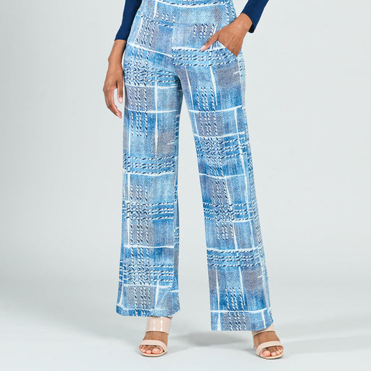 Textured Wide Leg Pocket Pant - Denim Plaid - Final Sale! | Clara Sunwoo