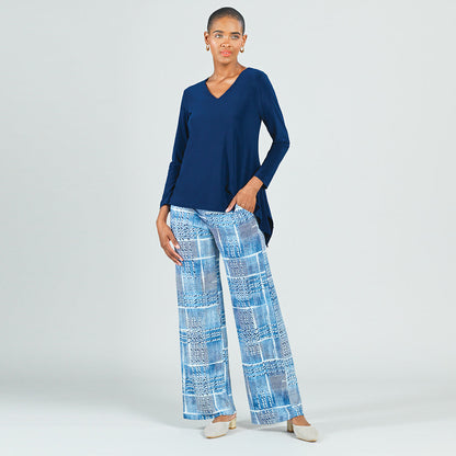 Textured Wide Leg Pocket Pant - Denim Plaid - Final Sale! | Clara Sunwoo