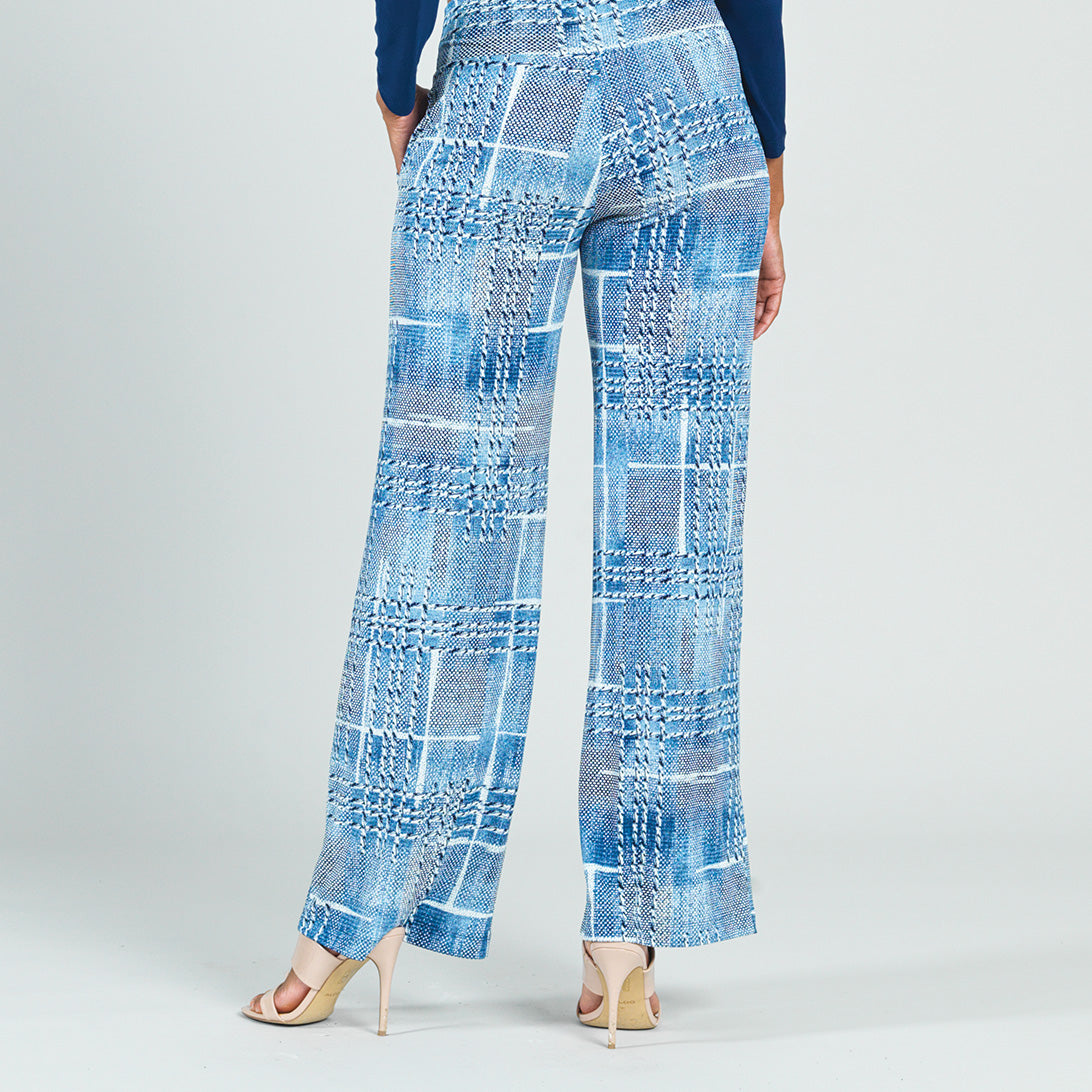 Textured Wide Leg Pocket Pant - Denim Plaid - Final Sale! | Clara Sunwoo