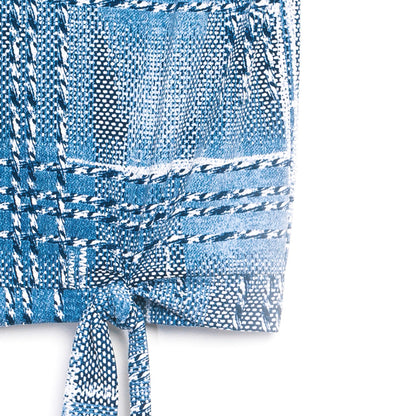 Textured Cap Sleeve Tie Hem Top - Denim Plaid - Final Sale | Clara Sunwoo