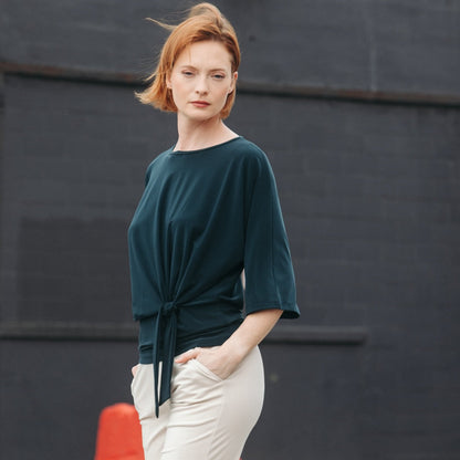 Signature Side Tie Top - Hunter Green - Final Sale | Clara Sunwoo