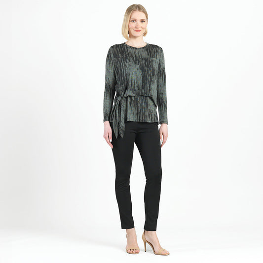 Crinkle Pleat - Blouson Overlay Side Tie Detail Top - Water Ripple-Olive - Final Sale! | Clara Sunwoo