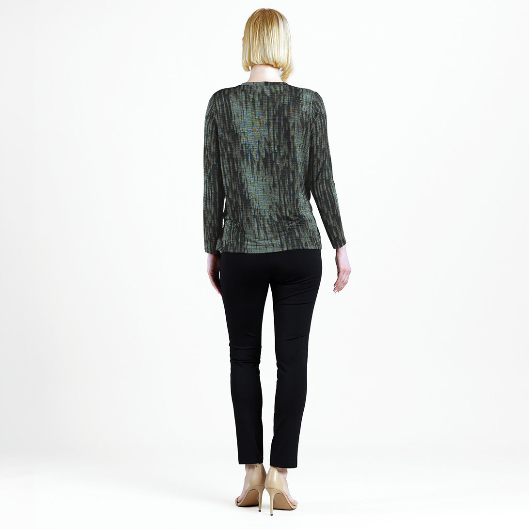 Crinkle Pleat - Blouson Overlay Side Tie Detail Top - Water Ripple-Olive - Final Sale! | Clara Sunwoo